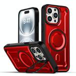 For iPhone 13 Pro Max MagSafe PC Phone Case with Lens Holder(Red)