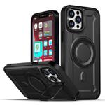 For iPhone 12 Pro Max MagSafe PC Phone Case with Lens Holder(Black)