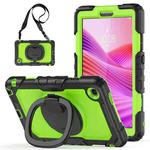 For Lenovo Tab One / K9 TB305FU 2025 D Type Silicone Hybrid PC Tablet Case with Handle Holder(Yellow Green PC)