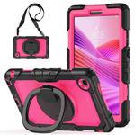 For Lenovo Tab One / K9 TB305FU 2025 D Type Silicone Hybrid PC Tablet Case with Handle Holder(Rose Red PC)