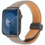 For Apple Watch 42mm / 41mm / 40mm / 38mm Folding Magnetic Buckle Denim Leather Watch Band(Light Brown)