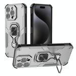 For iPhone 15 Pro Max Metal Kickstand TPU Hybrid PC Phone Case(Grey)