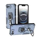 For iPhone 16e Metal Kickstand TPU Hybrid PC Phone Case(Blue)