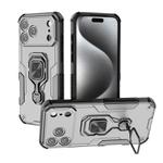 For iPhone 17 Pro Max Metal Kickstand TPU Hybrid PC Phone Case(Grey)