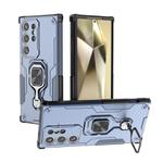 For Samsung Galaxy S24 Ultra 5G Metal Kickstand TPU Hybrid PC Phone Case(Blue)