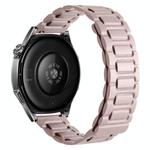 22mm I-shaped Three-piece Leather Magnetic Watch Band(Khaki)