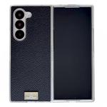 For Samsung Galaxy Z Fold5 Transparent Edge Litchi Texture Phone Case(Black)