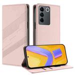 For vivo V27e 4G Global Embossed Multi-functional Wallet Retro Leather Phone Case(Pink)