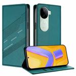 For vivo V40e 5G India / iQOO Z9s 5G Embossed Multi-functional Wallet Retro Leather Phone Case(Dark Green)