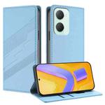 For vivo Y03 4G Global Embossed Multi-functional Wallet Retro Leather Phone Case(Light Blue)