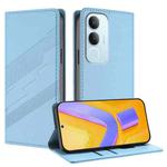 For vivo Y19s 4G Global Embossed Multi-functional Wallet Retro Leather Phone Case(Light Blue)