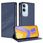 For vivo Y19s 4G Global Embossed Multi-functional Wallet Retro Leather Phone Case(Dark Blue)
