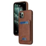 For iPhone 11 Pro Max BETOPNICE Vertical Flip Detachable MagSafe Wallet Phone Case(Brown)