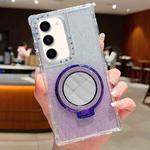 For Samsung Galaxy S23 Mirror Holder Glitterr MagSafe Phone Case(Purple)