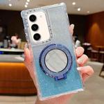 For Samsung Galaxy S23+ Mirror Holder Glitterr MagSafe Phone Case(Blue)