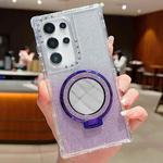 For Samsung Galaxy S23 Ultra Mirror Holder Glitterr MagSafe Phone Case(Purple)