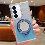 For Samsung Galaxy S24+ / S25+ Mirror Holder Glitterr MagSafe Phone Case(Blue)