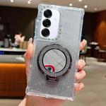 For Samsung Galaxy S24 / S25 Mirror Holder Glitterr MagSafe Phone Case(Black)