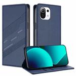 For Xiaomi Mi 11 Lite / 5G NE Embossed Multi-functional Wallet Retro Leather Phone Case(Dark Blue)