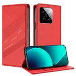 For Xiaomi 14 5G Global Embossed Multi-functional Wallet Retro Leather Phone Case(Red)
