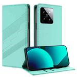 For Xiaomi 14 5G Global Embossed Multi-functional Wallet Retro Leather Phone Case(Mint Green)