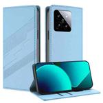 For Xiaomi 14 5G Global Embossed Multi-functional Wallet Retro Leather Phone Case(Light Blue)