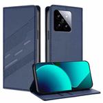 For Xiaomi 14 5G Global Embossed Multi-functional Wallet Retro Leather Phone Case(Dark Blue)