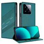 For Xiaomi 14 Pro 5G Global Embossed Multi-functional Wallet Retro Leather Phone Case(Dark Green)
