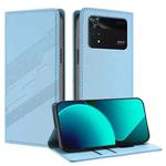 For Xiaomi Poco M4 Pro 4G Embossed Multi-functional Wallet Retro Leather Phone Case(Light Blue)