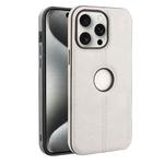For iPhone 15 Pro Max Crazy Horse Leather Back Cover Phone Case(Grey)