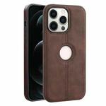 For iPhone 12 Pro Max Crazy Horse Leather Back Cover Phone Case(Dark Brown)