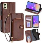 For Samsung Galaxy A05 4G Zipper Bag Leather Phone Case(Brown)