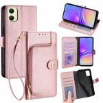 For Samsung Galaxy A05 4G Zipper Bag Leather Phone Case(Rose Gold)