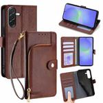 For Samsung Galaxy A36 5G Zipper Bag Leather Phone Case(Brown)