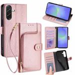 For Samsung Galaxy A36 5G Zipper Bag Leather Phone Case(Rose Gold)
