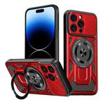 For iPhone 14 Pro Max Armor Rotating Holder MagSafe Phone Case(Red)