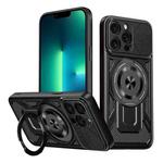 For iPhone 13 Pro Max Armor Rotating Holder MagSafe Phone Case(Black)