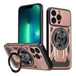 For iPhone 13 Pro Max Armor Rotating Holder MagSafe Phone Case(Rose Gold)