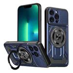 For iPhone 13 Pro Max Armor Rotating Holder MagSafe Phone Case(Blue)