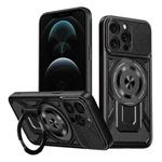 For iPhone 12 Pro Max Armor Rotating Holder MagSafe Phone Case(Black)