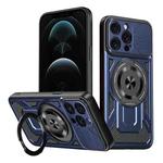 For iPhone 12 Pro Max Armor Rotating Holder MagSafe Phone Case(Blue)