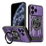 For iPhone 11 Pro Max Armor Rotating Holder MagSafe Phone Case(Purple)