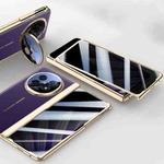 For OPPO Find N5 Integrated Privacy Electroplating Leather Hinge Lens Holder Phone Case(Purple)