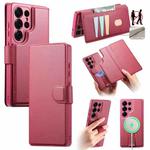 For Samsung Galaxy S25 Ultra 5G CaseNeo Finger Grip Strap MagSafe Leather Phone Case(Red)
