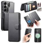 For Samsung Galaxy S25 5G CaseNeo Finger Grip Strap MagSafe Leather Phone Case(Black)