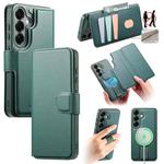 For Samsung Galaxy S25 5G CaseNeo Finger Grip Strap MagSafe Leather Phone Case(Green)