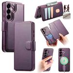 For Samsung Galaxy S25 5G CaseNeo Finger Grip Strap MagSafe Leather Phone Case(Purple)