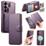 For Samsung Galaxy S25+ 5G CaseNeo Finger Grip Strap MagSafe Leather Phone Case(Purple)