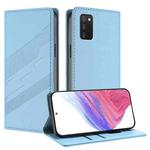 For Samsung Galaxy A03s 165.8mm Embossed Multi-functional Wallet Retro Leather Phone Case(Light Blue)