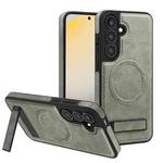 For Samsung Galaxy S25+ 5G Multi-function Holder MagSafe PU Phone Case(Titanium Gray)